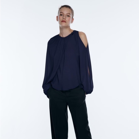 NWT Zara Flowy Asymmetrical One Shoulder Top Blouse - Picture 1 of 11